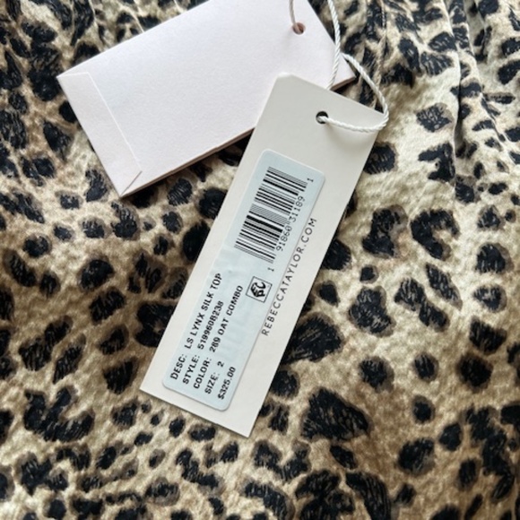 Rebecca Taylor Lynx Print Long Sleee 100% Sulk Blouse